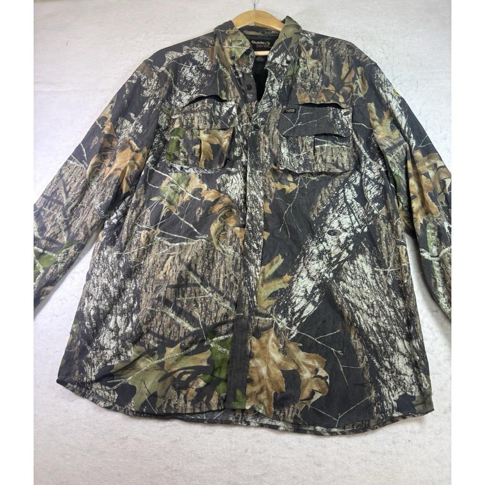 Guide Series/Real Tree Camo Shirt Large Button Up Hunting Scent Shield Vented